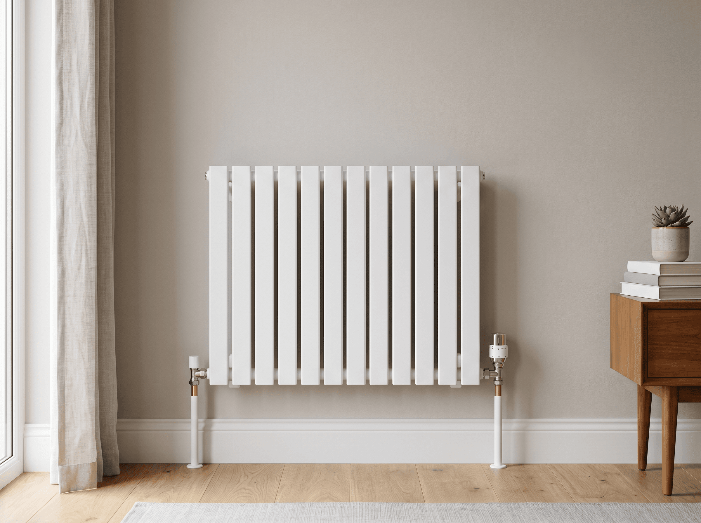 Newly installed central heating radiator in a Milton Keynes home